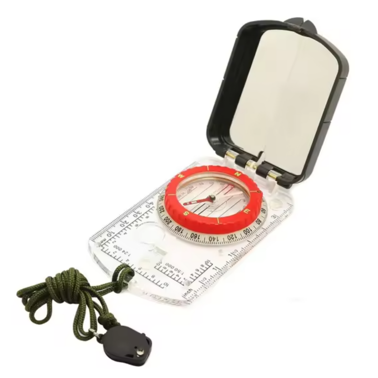 Magnetic Compass with Signalling Mirror and Illuminable Base Plate